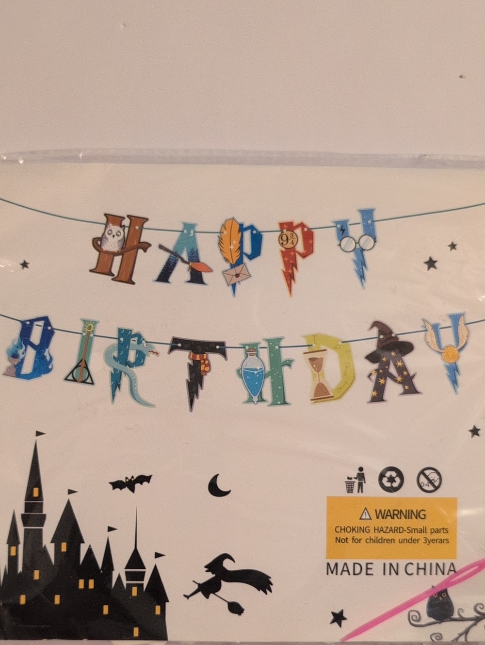 Harry Potter Birthday Banner Wizards Party Bags with Matching Sticker Sheet